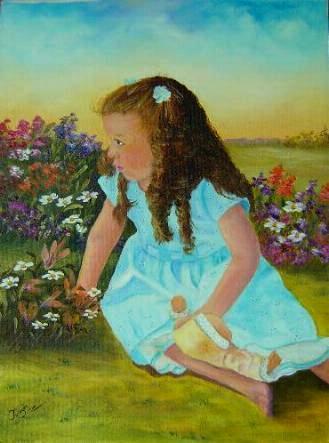 Petite fille dans les fleurs